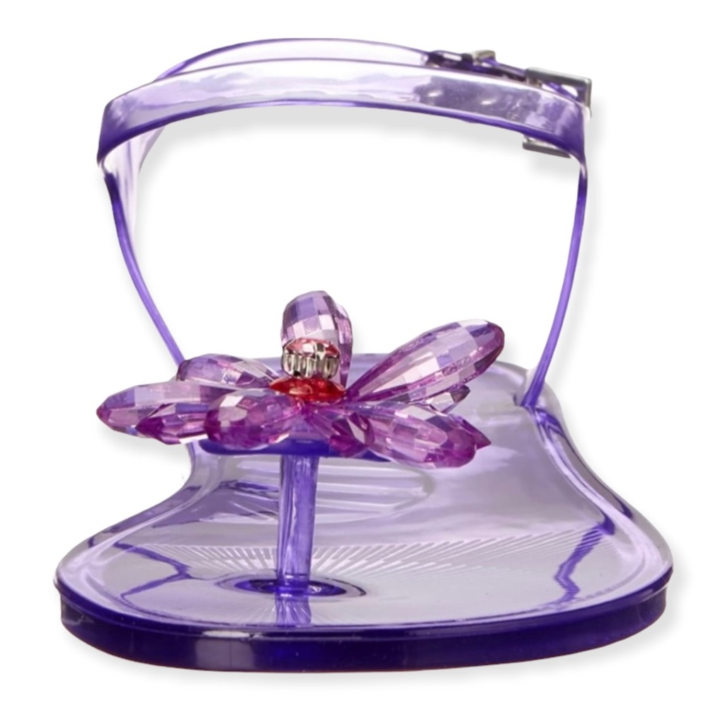 🧨1 LEFT🧨 NWOB BETSEY JOHNSON 🌸 Women's 6 Tabby Sandal PURPLE JELLY FLOWER - Picture 2 of 8
